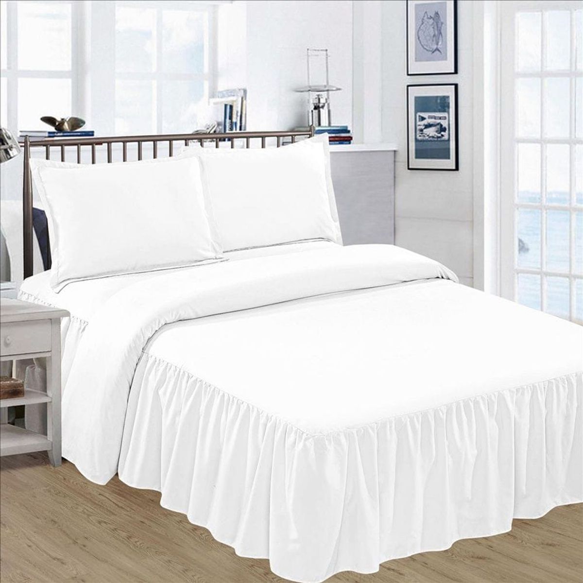 GENERICO - Juego de Sábanas Liso Blondas 2500 Hilos 2 Plazas