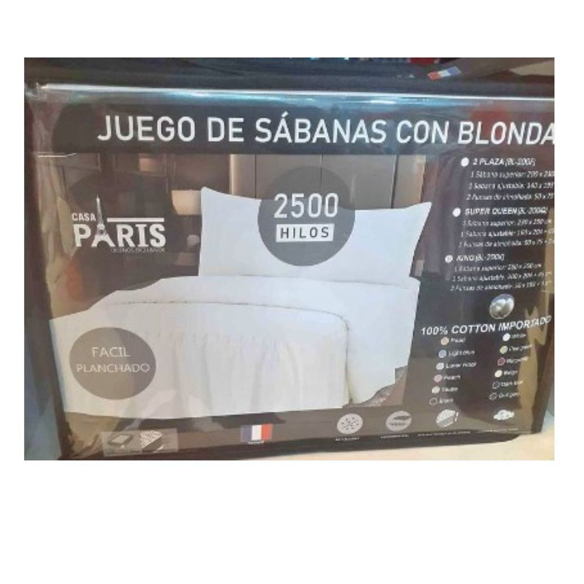 GENERICO - Juego de Sábanas Liso Blondas 2500 Hilos 2 Plazas