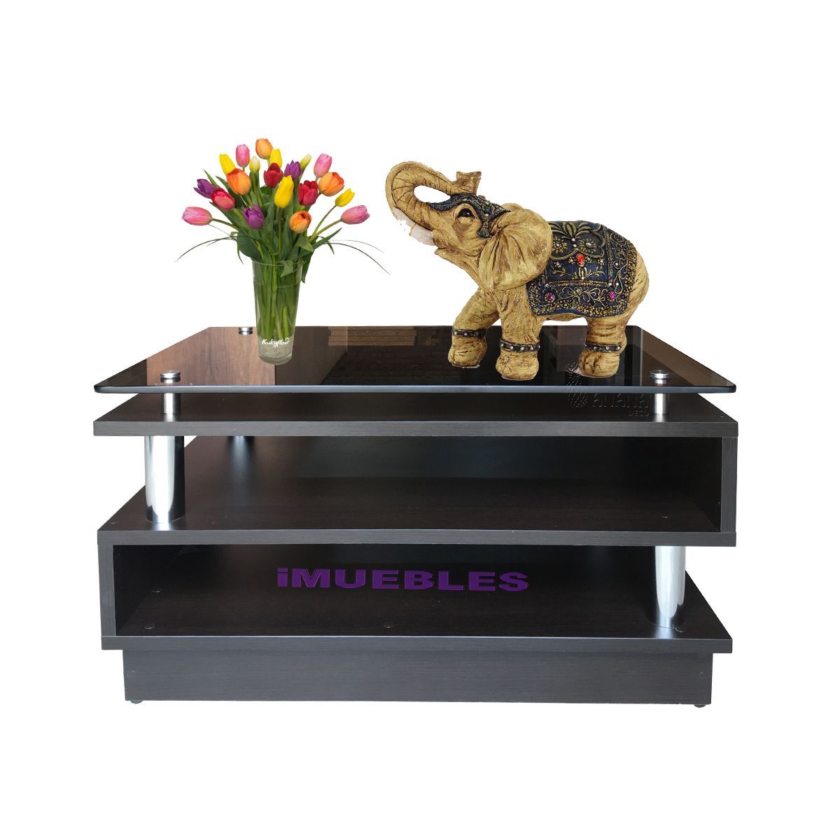 TEMEL - Mesa de Centro para Sala Mesa con tablero de vidrio