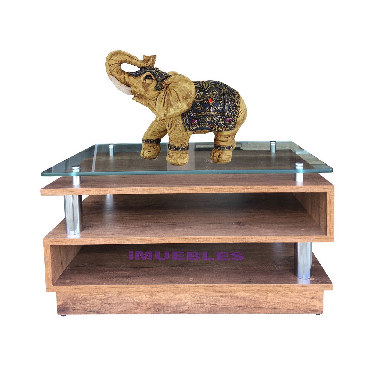 TEMEL - Mesa de Centro para Sala Mesa con tablero de vidrio