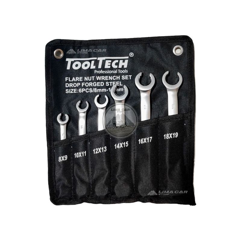 GENERICO - Set 6 Llaves dobles 8-19mm cañeria tubos freno caño Tooltech