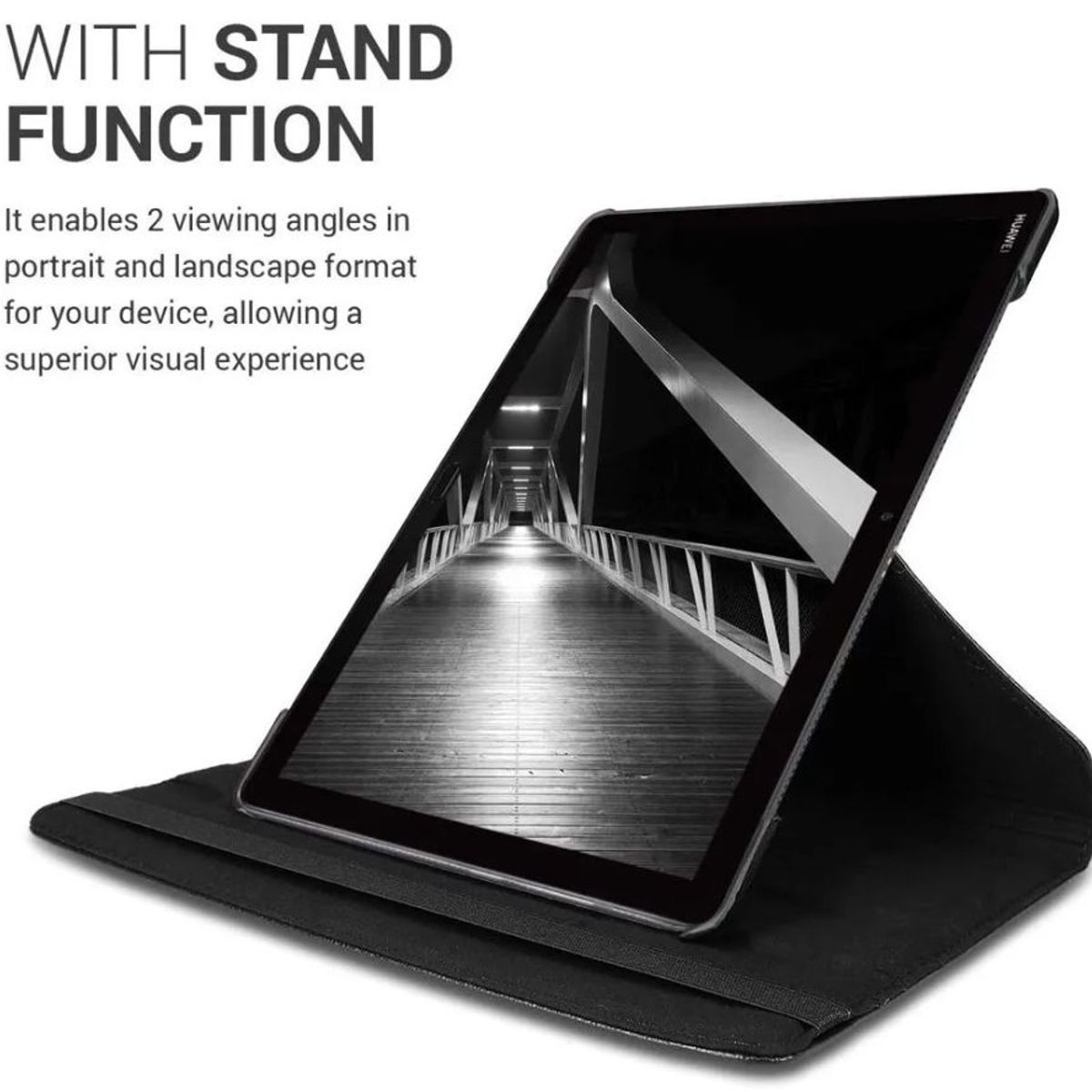 FUNDAANTIGOLPES - Funda Giratoria Negro para tablet Huawei MediaPad M5 Lite