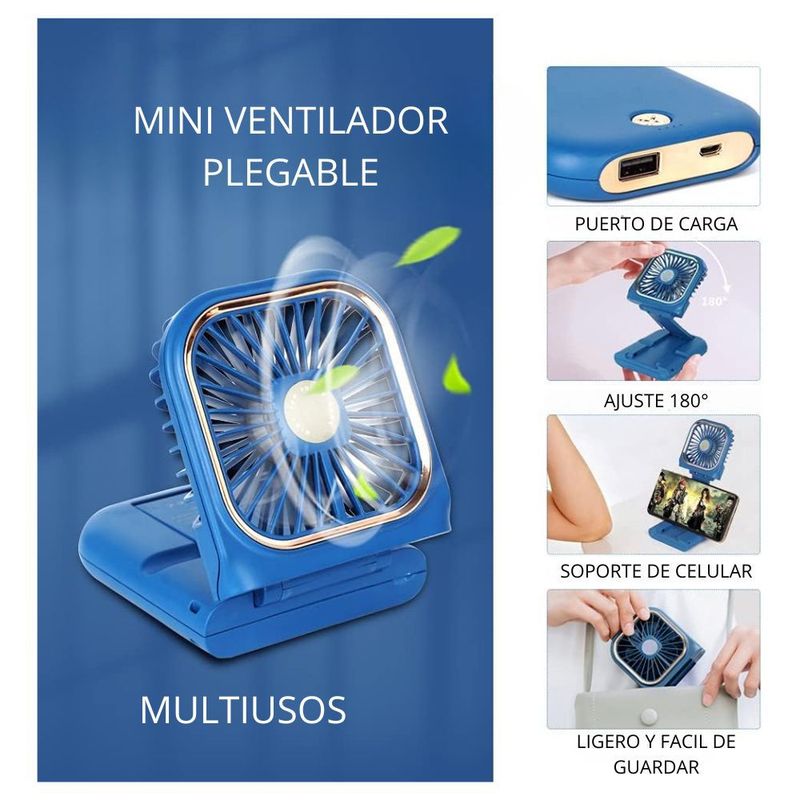 SHEEPBUSTER - Mini Ventilador Portátil Personal 5 En 1 Azul