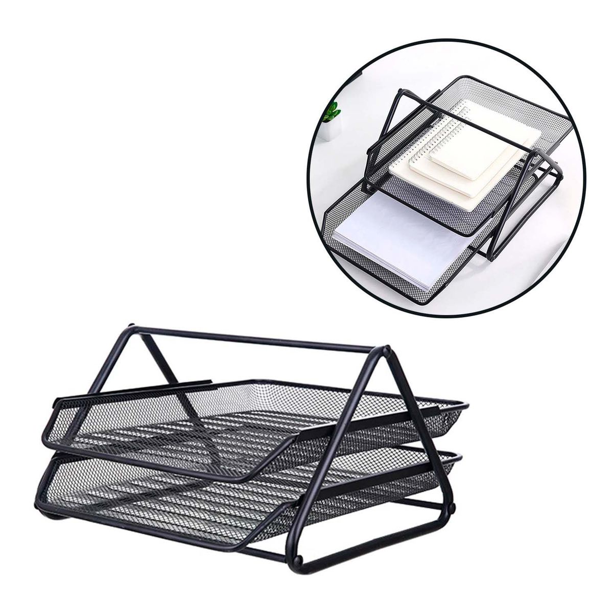 BUYPAL - Bandeja Organizador Metalica Archivador 2 Rejilla Papeles