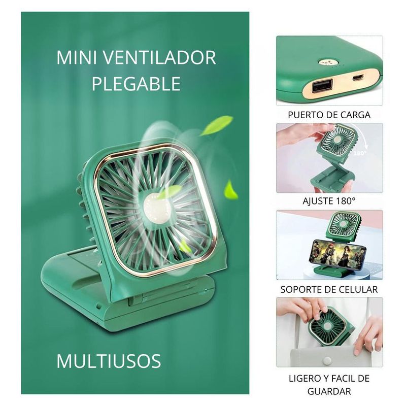 SHEEPBUSTER - Mini Ventilador Portátil Personal 5 En 1 Verde