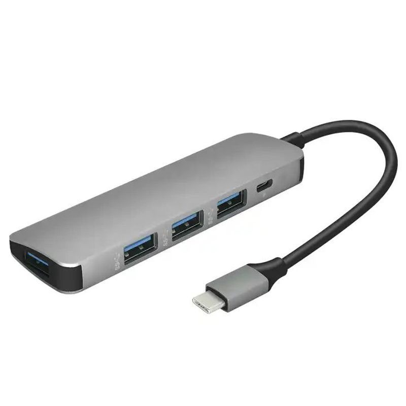 OEM - Hub Adaptador Tipo C 5 en 1 Multipuertos Puertos USB 3.0 y PD 60W