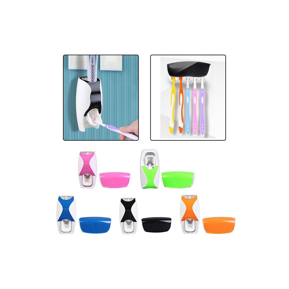 GENERICO - Porta Cepillos de Dientes y Dispensador de Pasta Dental 2 en 1