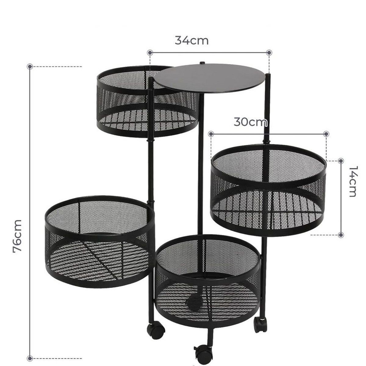 GENERICO - Estante Organizador Circular Giratorio de 4 niveles metal