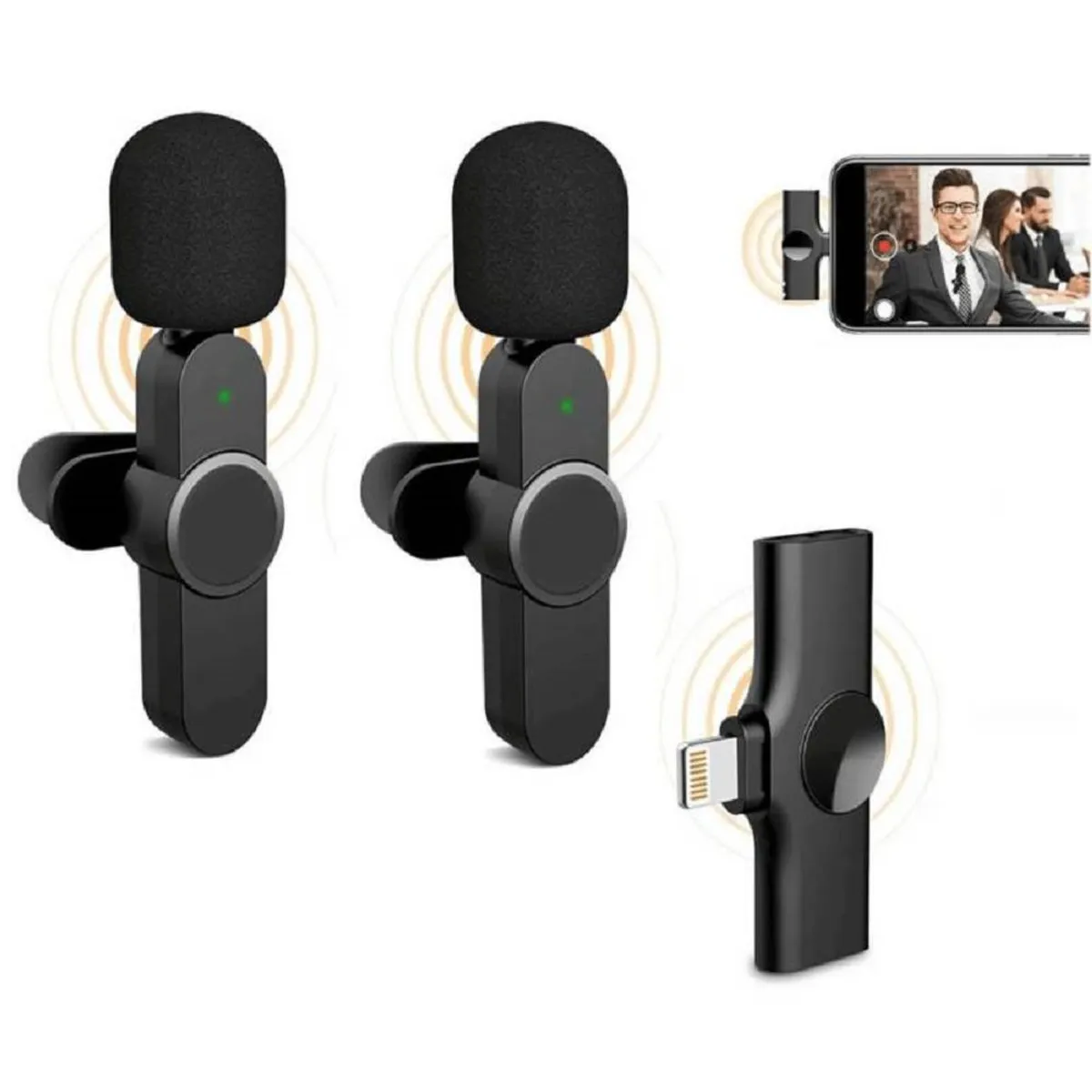 GENERICO - Micrófono inalámbrico Lavalier K11 dual tipo Iphone