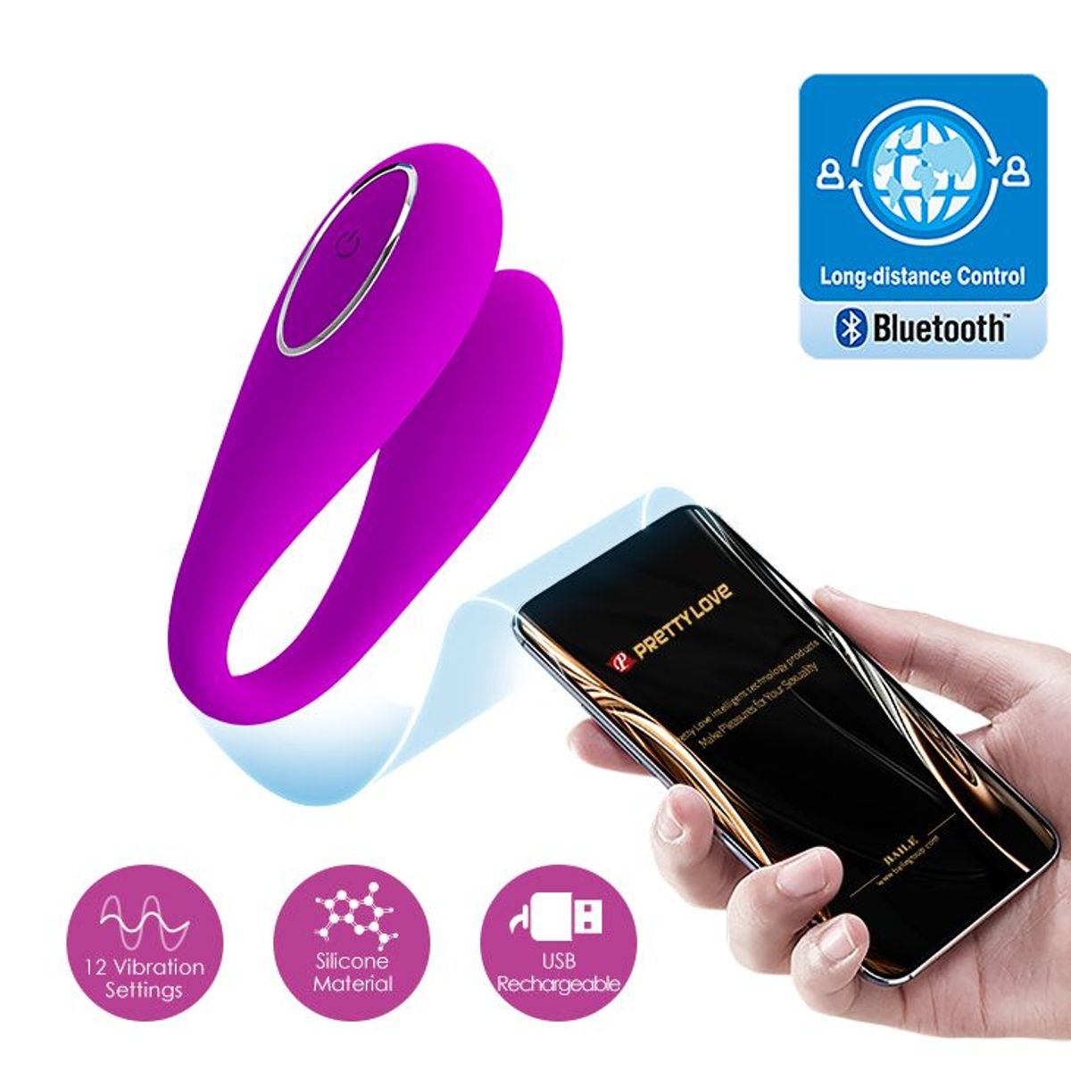 PRETTY LOVE - VIBRADOR PARA PAREJAS CON BLUETOOTH - AUGUST