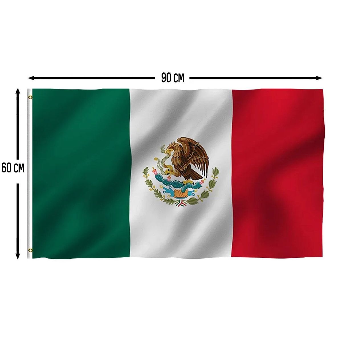 GENERICO - Bandera Mexicana 60 Cm X 90cm en Poliéster