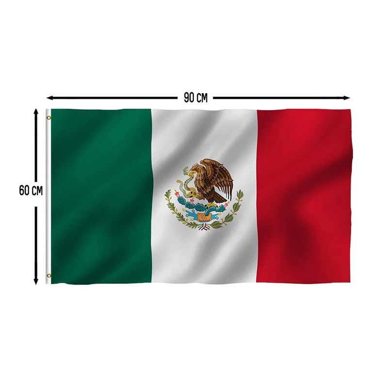 GENERICO - Bandera Mexicana 60 Cm X 90cm en Poliéster