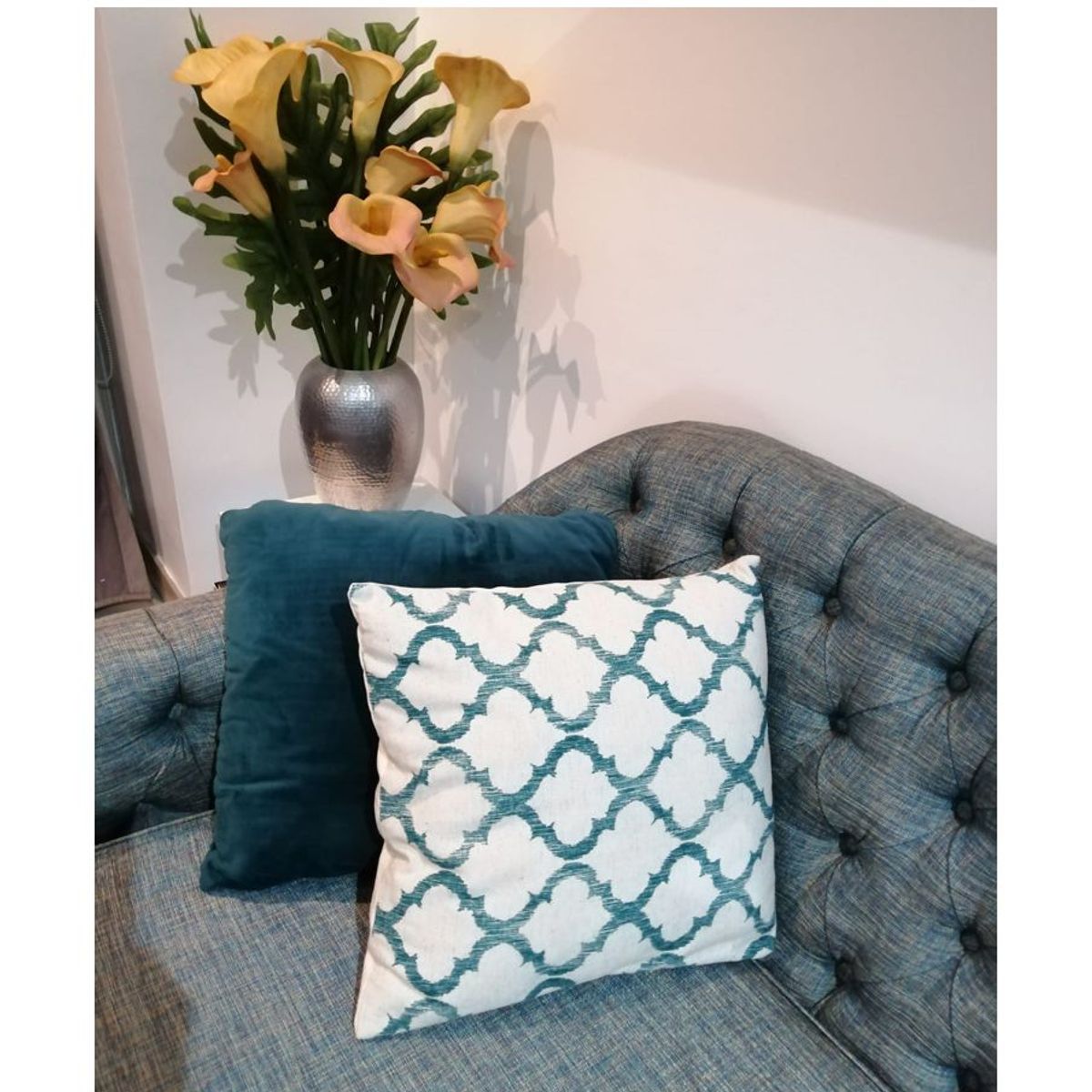 GENERICO - Set de cojines rombos verde océano 45 cm x 45 cm