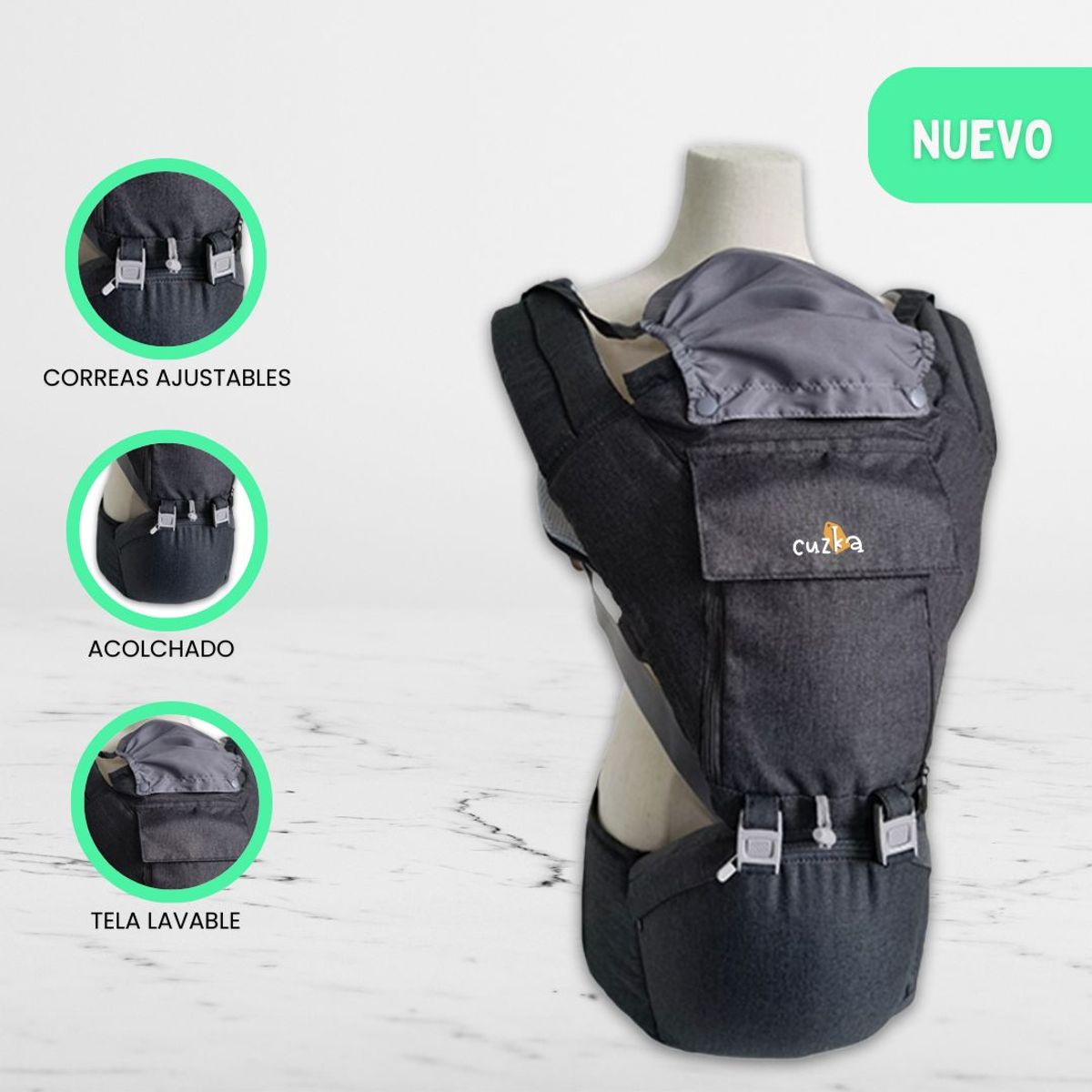 GENERICO - Canguro Portabebe »ARNÉS» Black