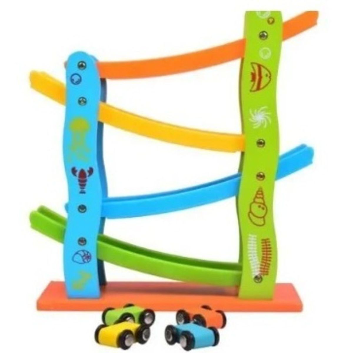 GENERICO - Pista de carritos en zigzag en madera