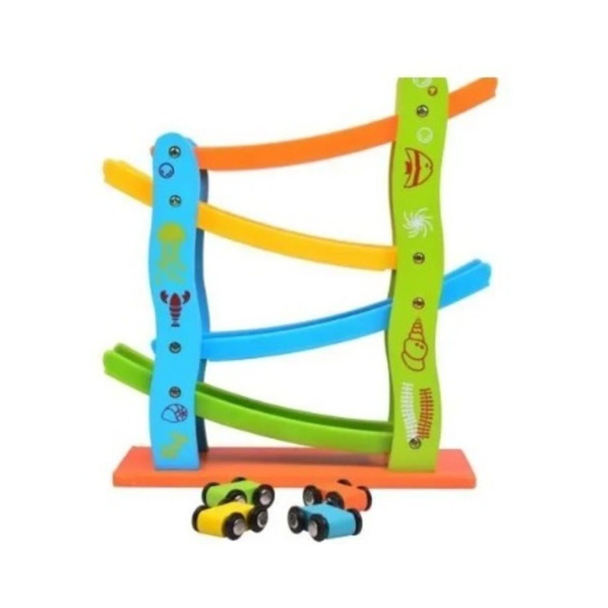 GENERICO - Pista de carritos en zigzag en madera