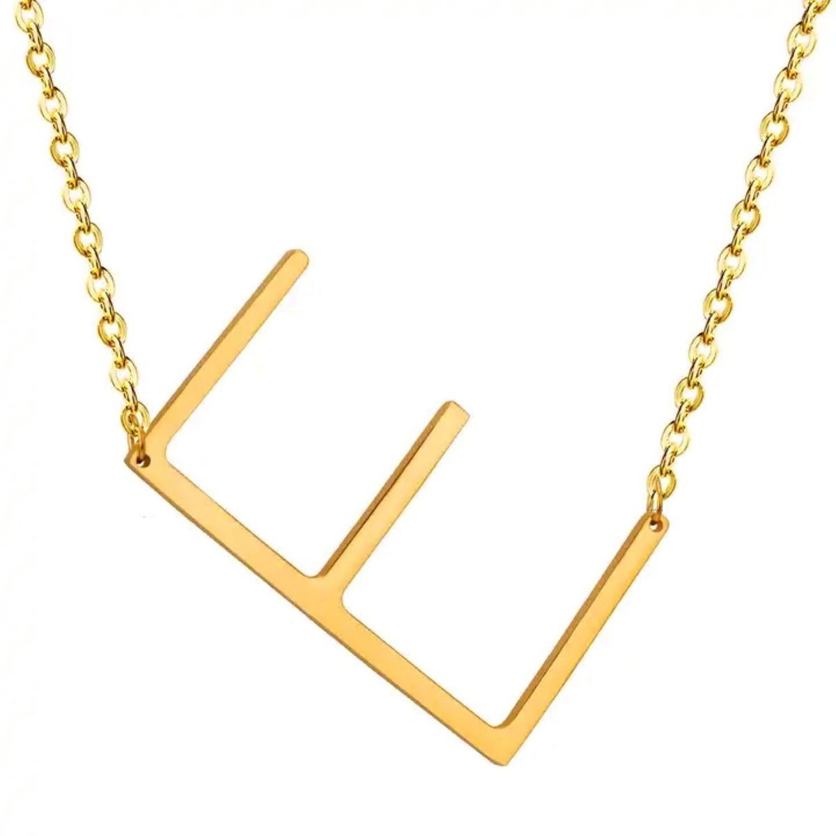 GENERICO - Collar con inicial en acero inoxidable E