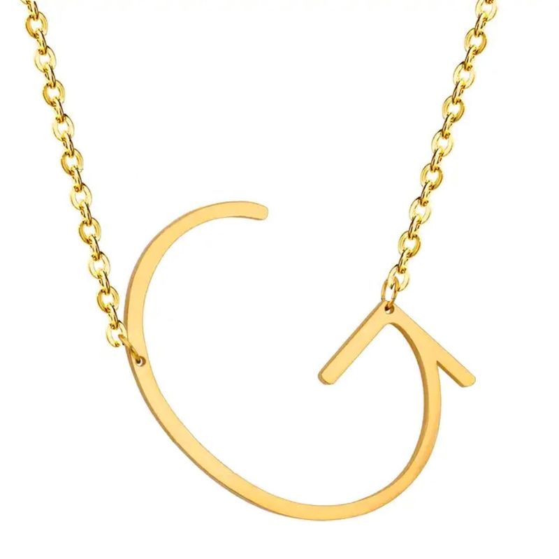GENERICO - Collar con inicial en acero inoxidable G