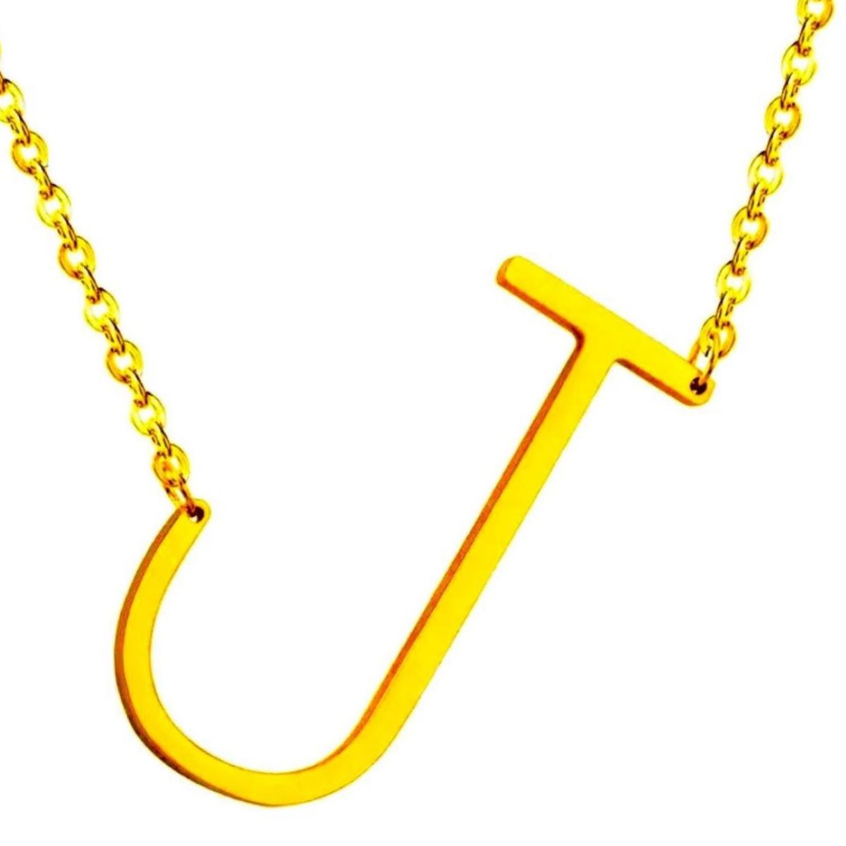 GENERICO - Collar con inicial en acero inoxidable J