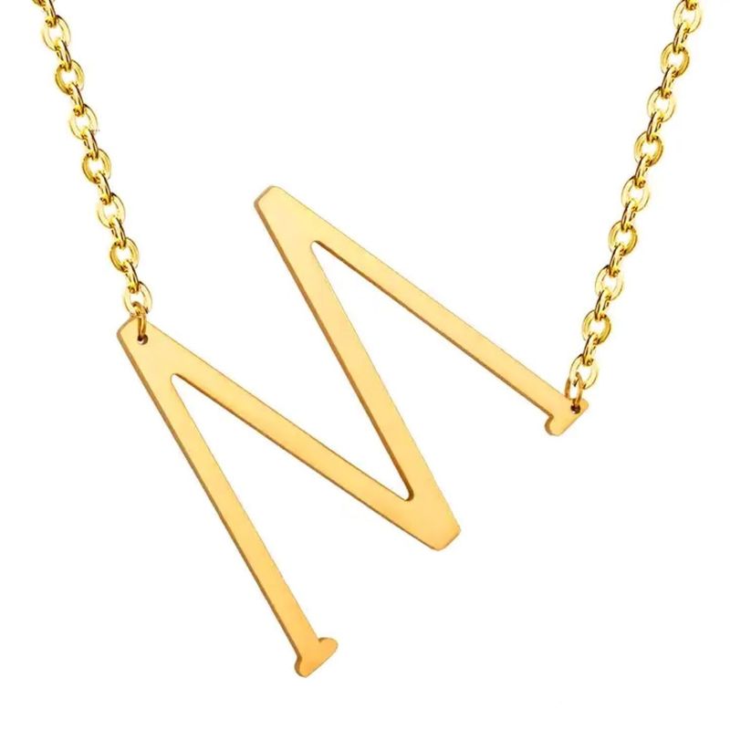 GENERICO - Collar con inicial en acero inoxidable M