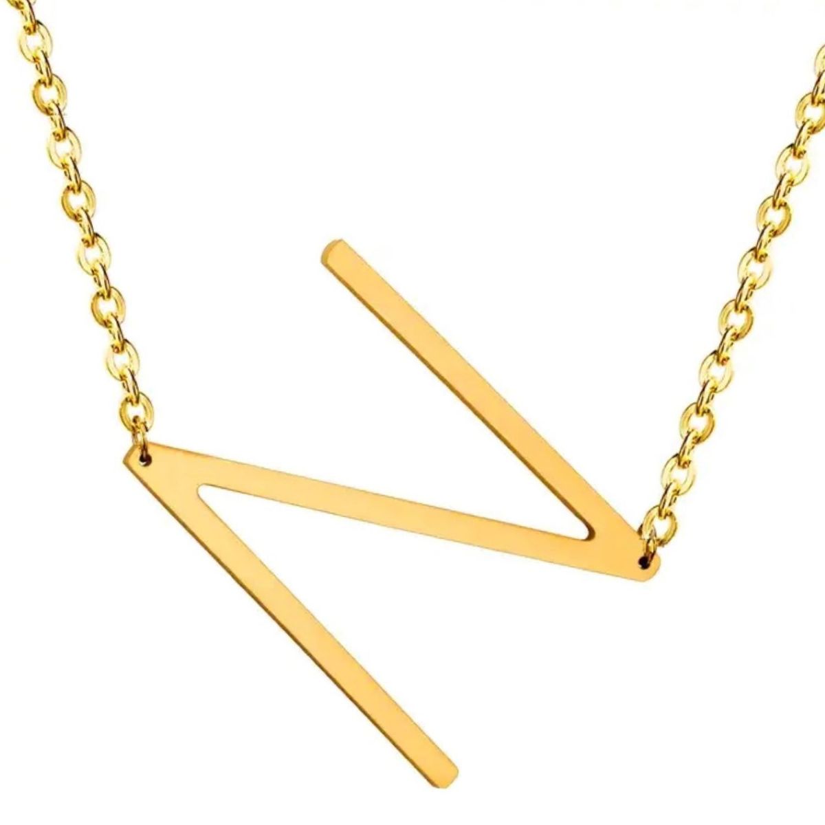 GENERICO - Collar con inicial en acero inoxidable N