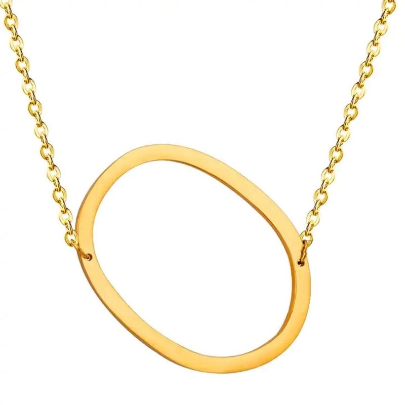 GENERICO - Collar con inicial en acero inoxidable O