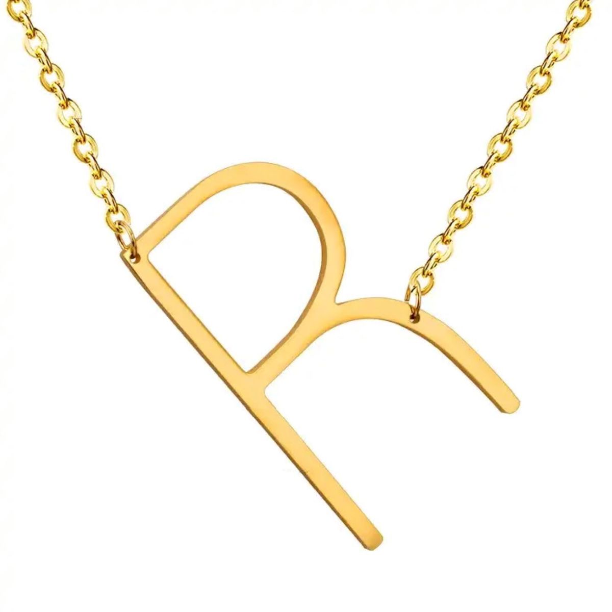 GENERICO - Collar con inicial en acero inoxidable R