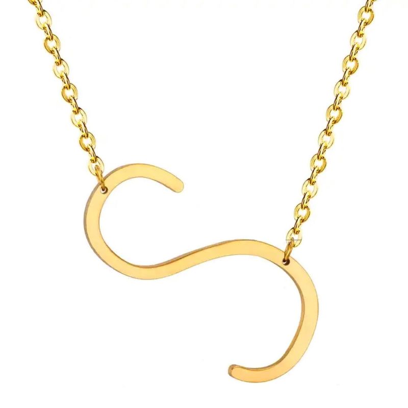 GENERICO - Collar con inicial en acero inoxidable S