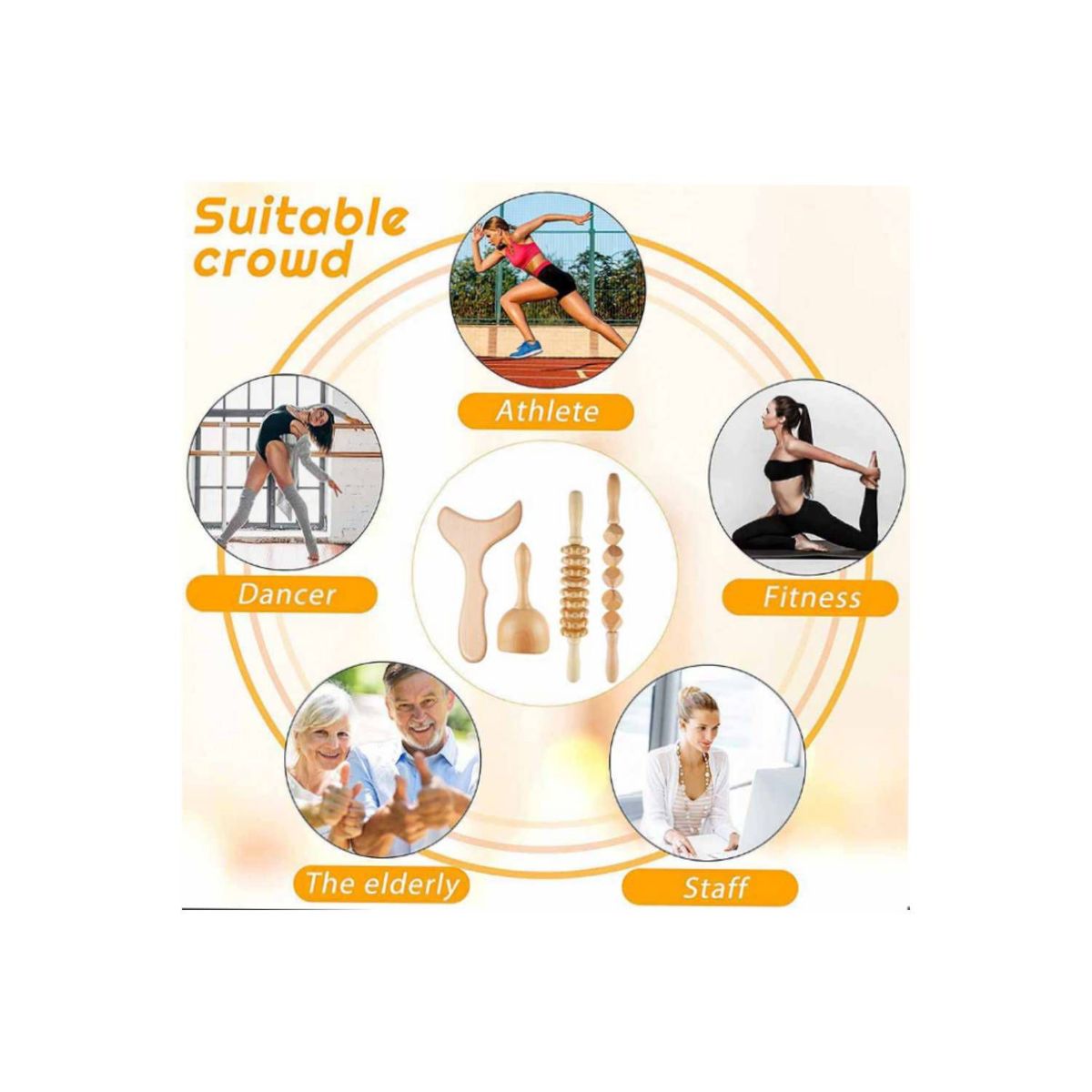 GENERICO - Set Masajeadores de madera para esculpir el cuerpo