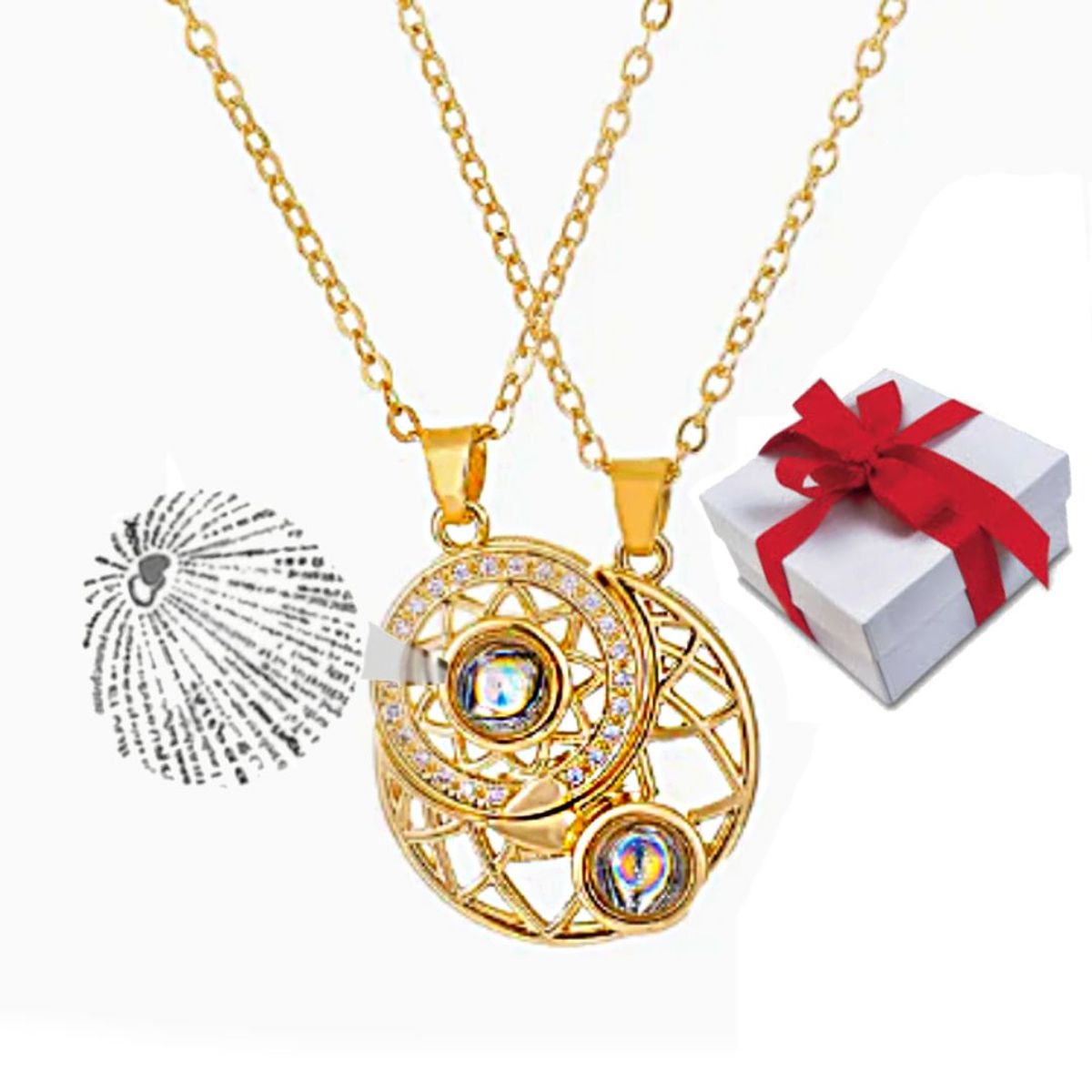 GENERICO - Collar de Pareja Proyecta Te Amo en 100 Idiomas  Incluye Estuche