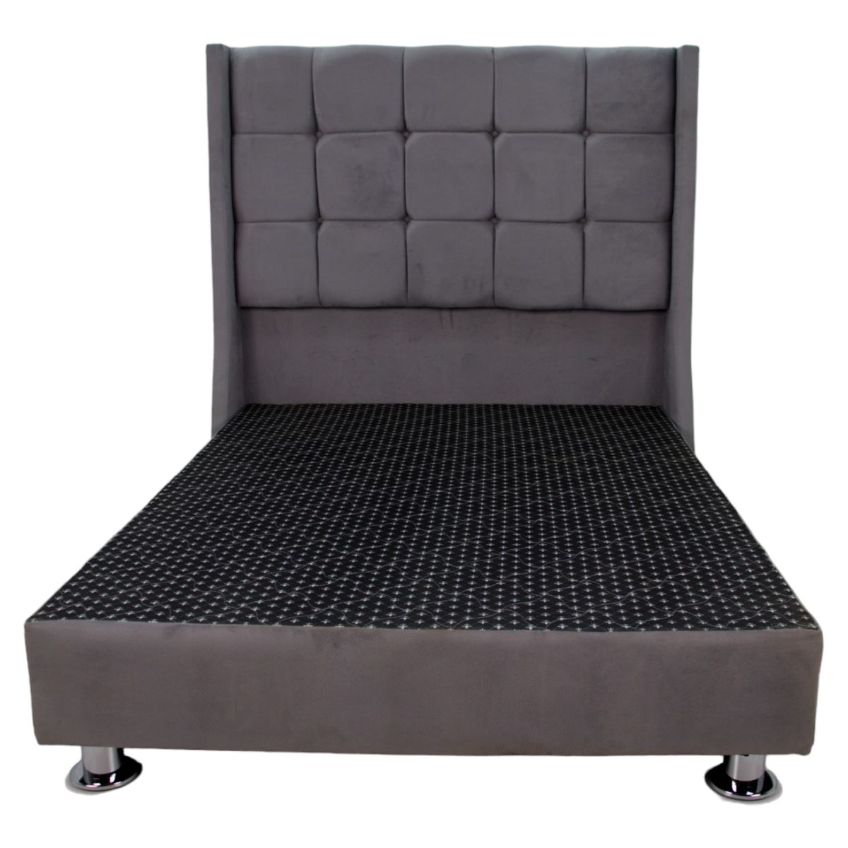 MUEBLES MACRUMO - Cama tapizada Atenas - 2 Plz - Gris Oscuro