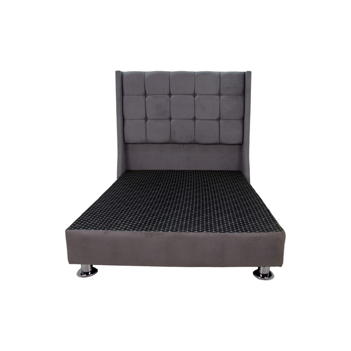 MUEBLES MACRUMO - Cama tapizada Atenas - 2 Plz - Gris Oscuro