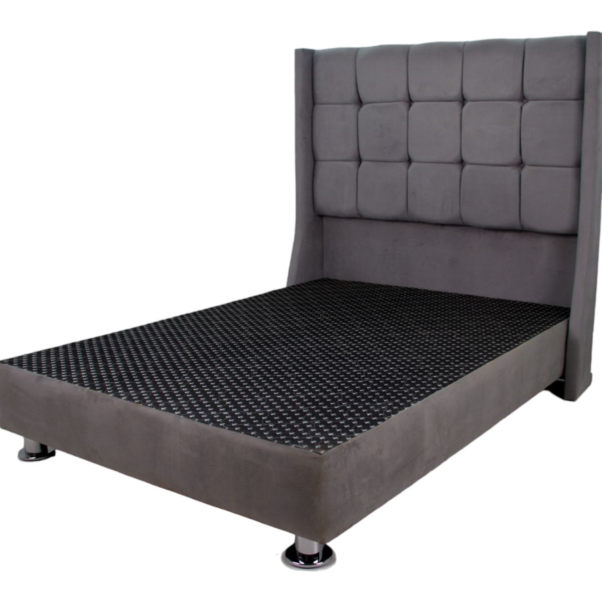 MUEBLES MACRUMO - Cama tapizada Atenas - 2 Plz - Gris Oscuro