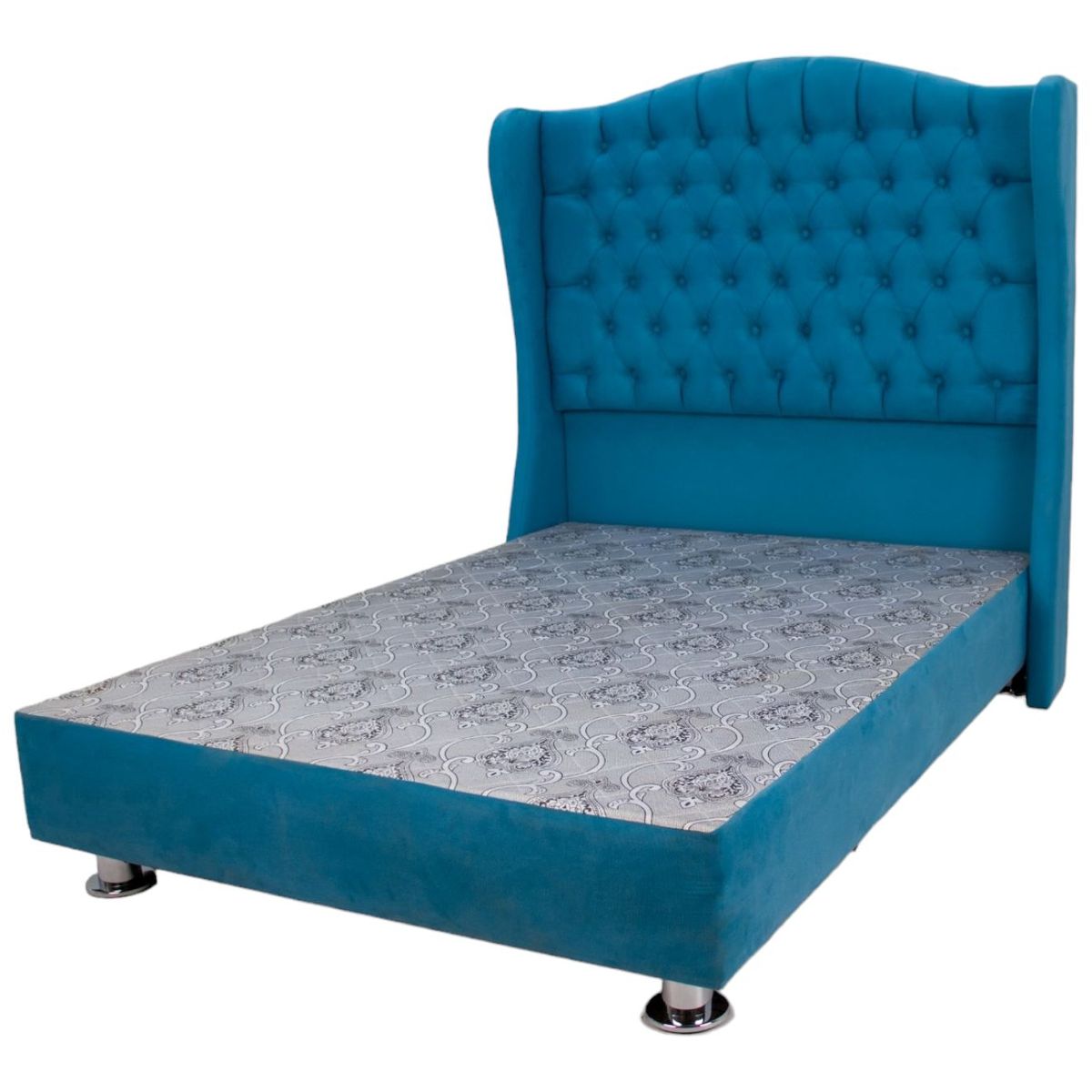 MUEBLES MACRUMO - Cama tapizada Paris - 2 Plz  turquesa