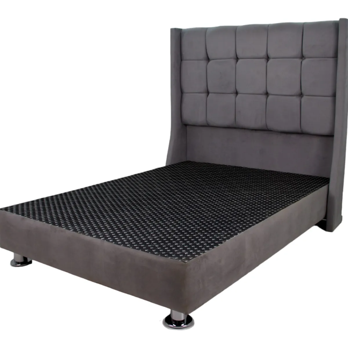 MUEBLES MACRUMO - Cama tapizada Atenas - 1.5 Plz - color gris oscuro