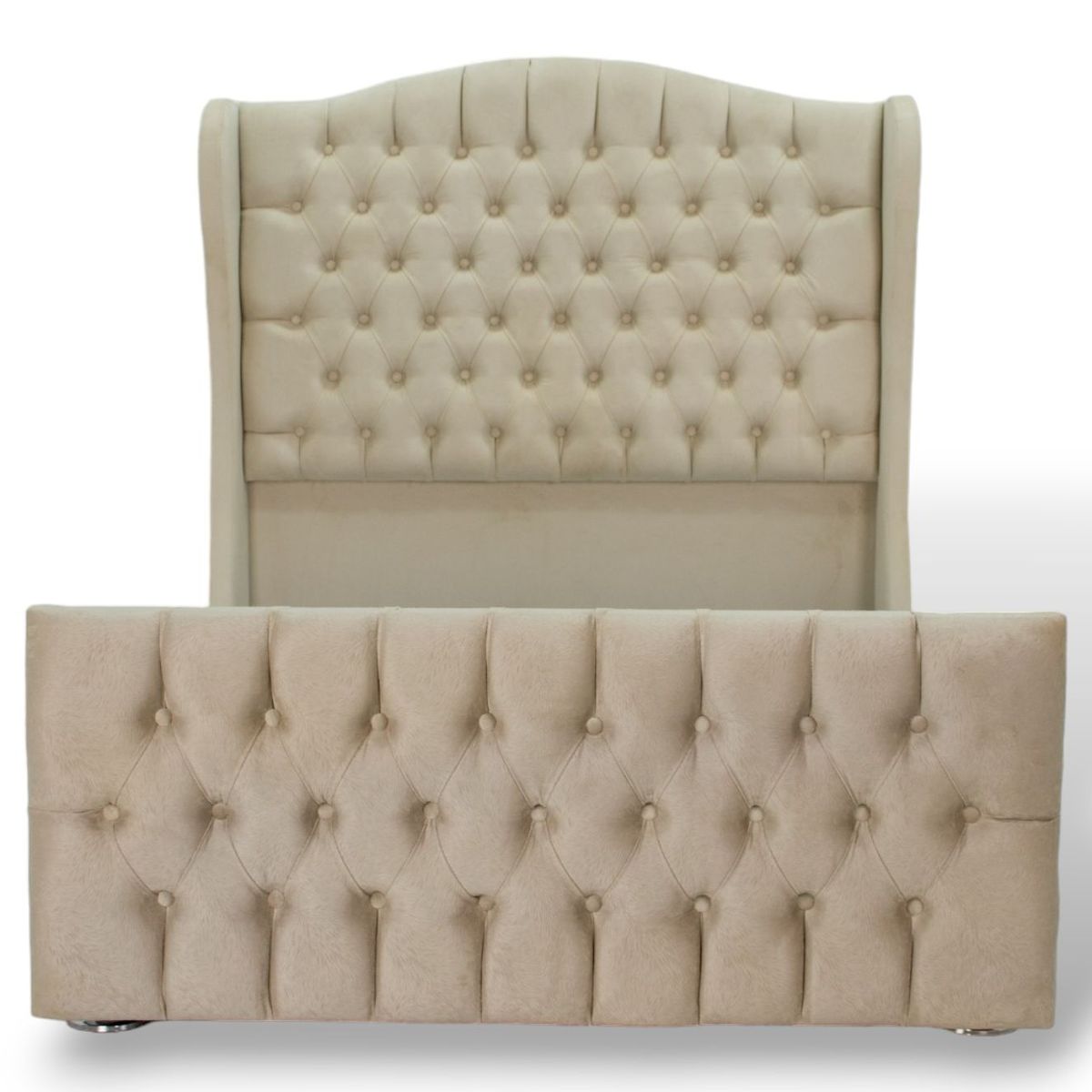 MUEBLES MACRUMO - Cama tapizada Paris + piecera - 1.5 Plz - color beige