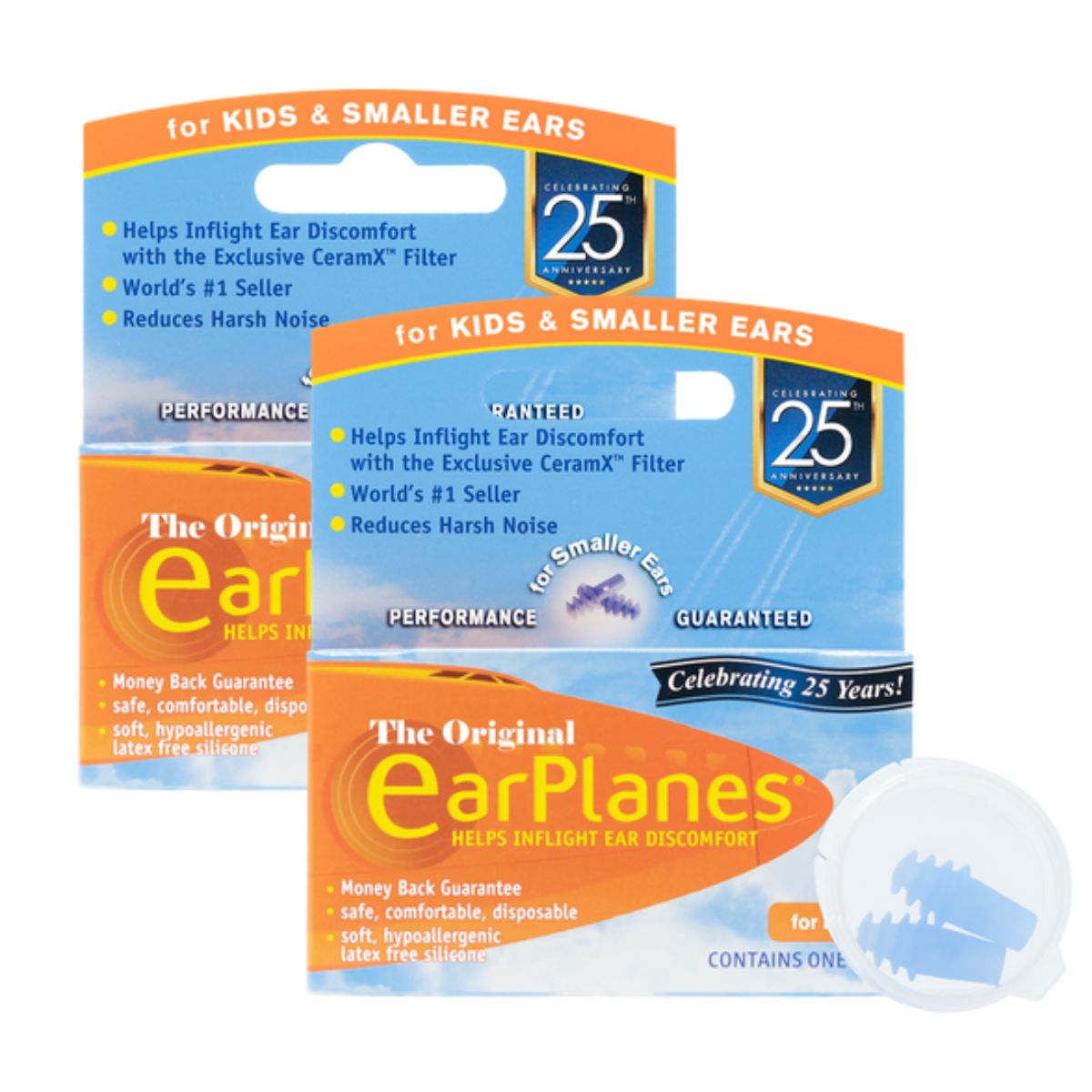GENERICO - Tapones para Dolor de Oído en Avión - Niños y Canal Auditivos Pequeño - 2 Pares - EARPLANES