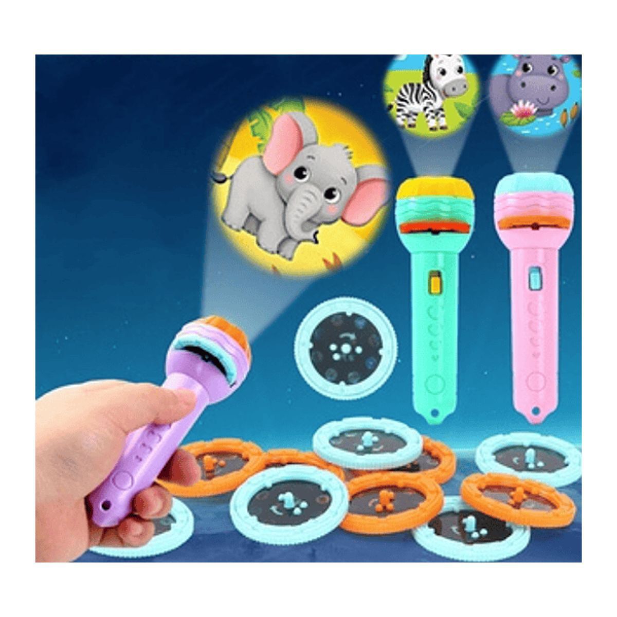 GENERICO - PACK x 2 MINI LINTERNA PROYECTOR DE IMAGENES PARA NIÑOS