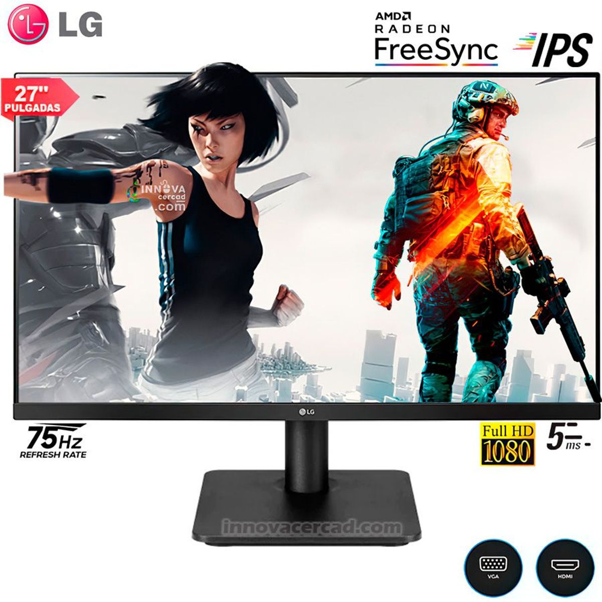 LG - Monitor LG 27MQ400-B, 27", 1920 x 1080, FHD, IPS, 75HZ, 5MS, Freesync