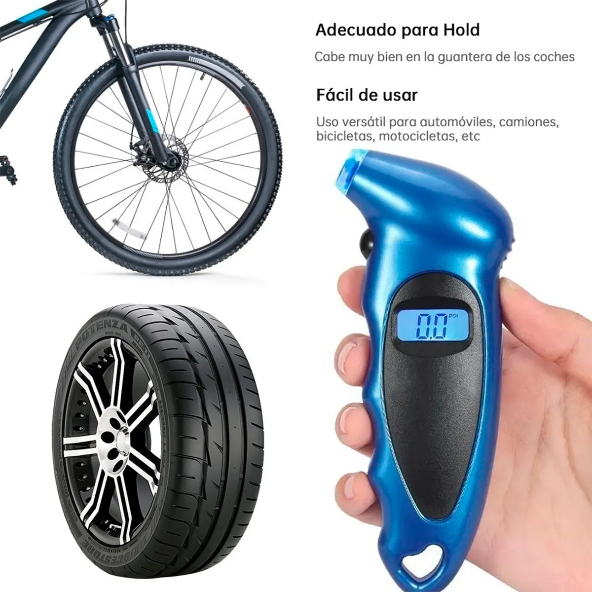 GENERICO - Medidor De Presión Digital Celeste Para Neumáticos