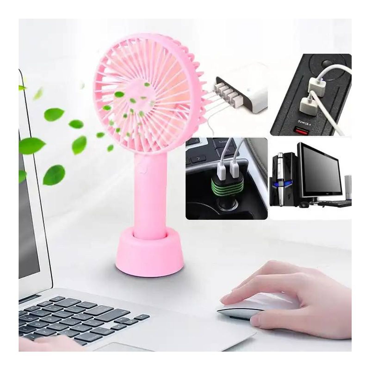 IMPORTADO MC - Ventilador Portátil Recargable Con Base en Color Aleatorio