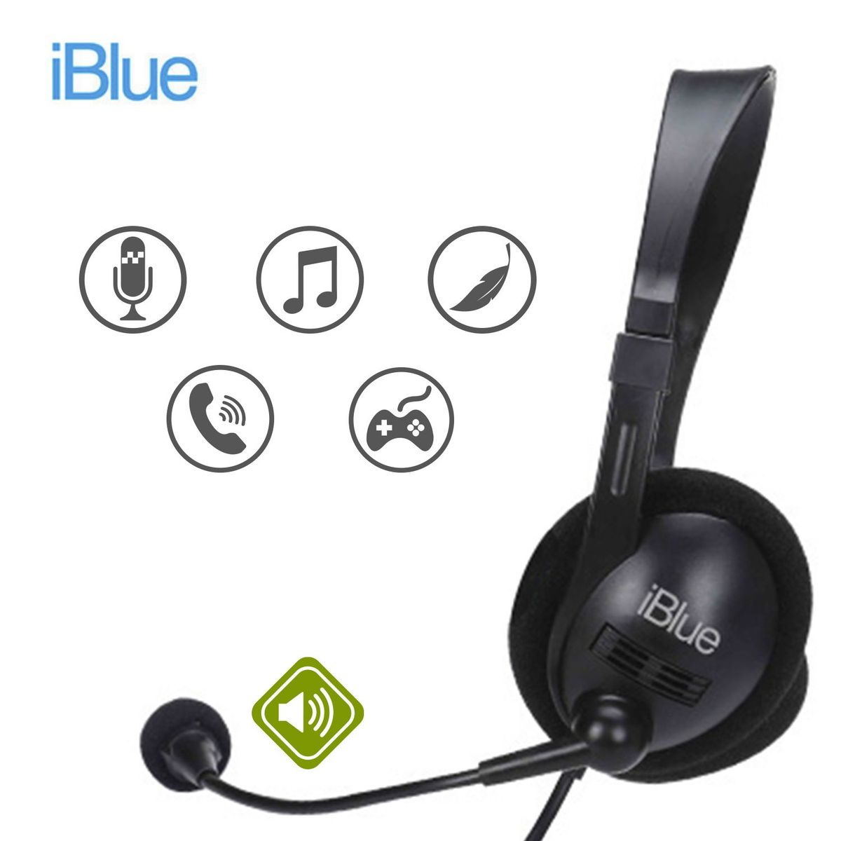 IBLUE - Audifono Iblue con Microfono USB Estereo Chat Link HS-3001- Para PC