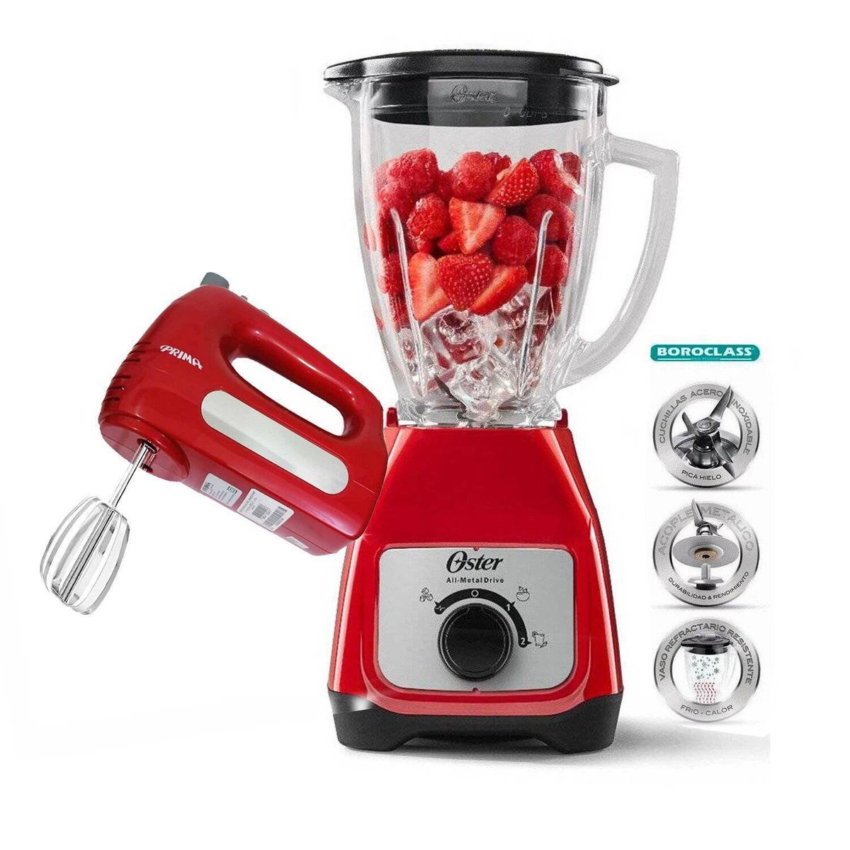 OSTER - Combo Oster Licuadora BLSTKAG-RRD 2 Velocidades +Batidora