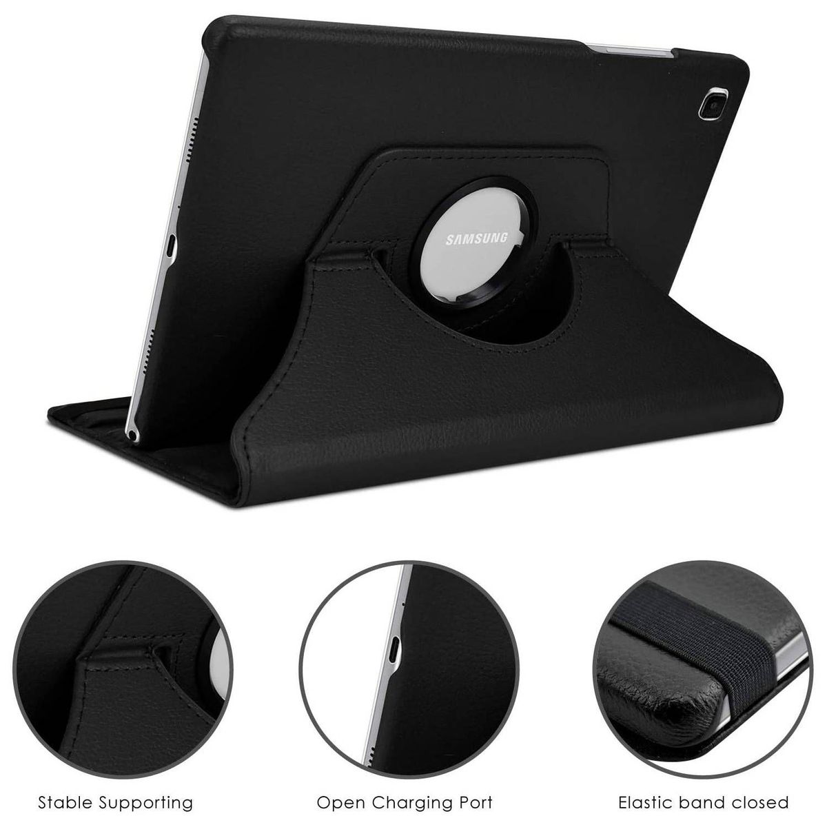 FUNDAANTIGOLPES - Funda Giratoria 360° para Samsung Galaxy Tab T500 - A7 2022 - Negro