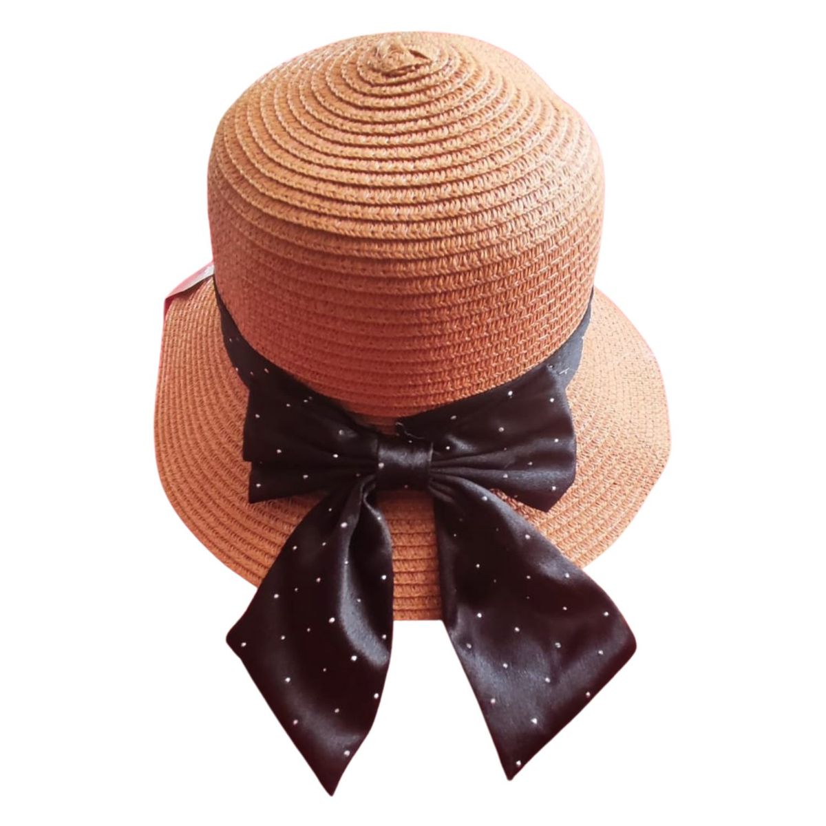 GENERICO - Sombrero Elegante con Lazo de Piedras Naranja