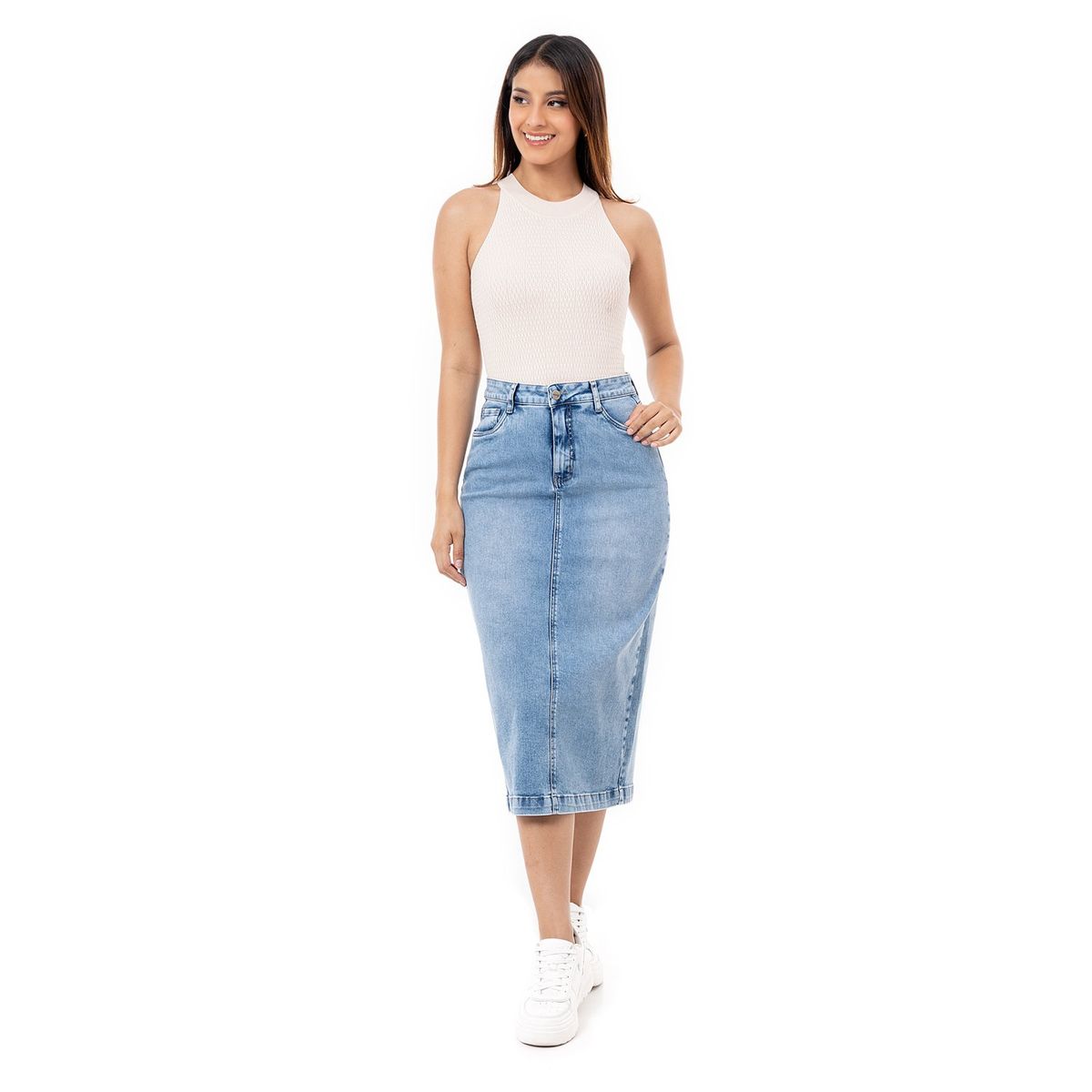 PIONIER - Falda Lar Denim Stretch Mujer Yaniram Pionier