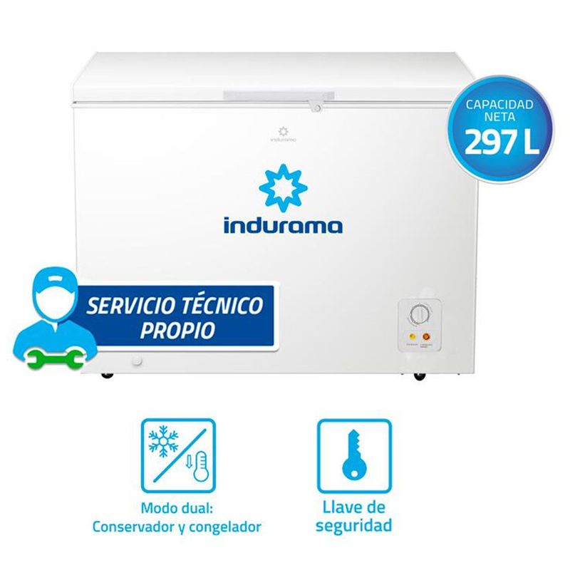 INDURAMA - Congeladora Indurama CI-320BL 297L Blanco