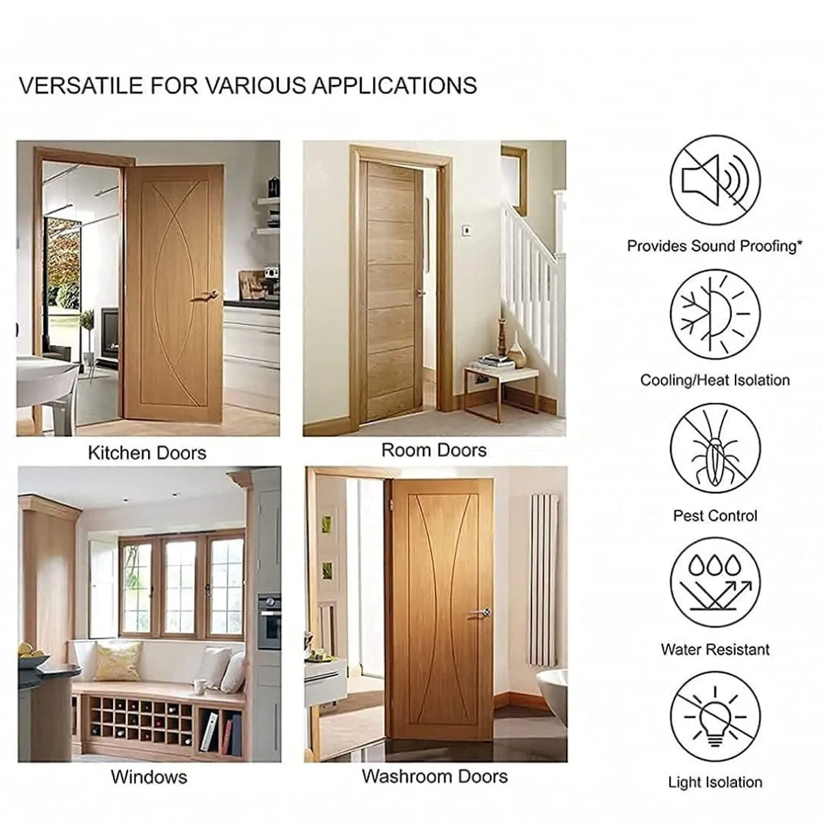 TODO FIT - Burlete Flexible 95cm Protección Sellado de Puerta Gris