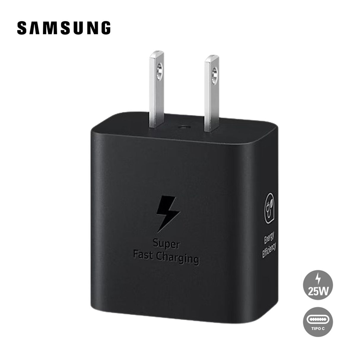 SAMSUNG - Cargador de Pared EP-T2510NBTGTW Tipo C 3Amp Carga S-rapida 25W Negro