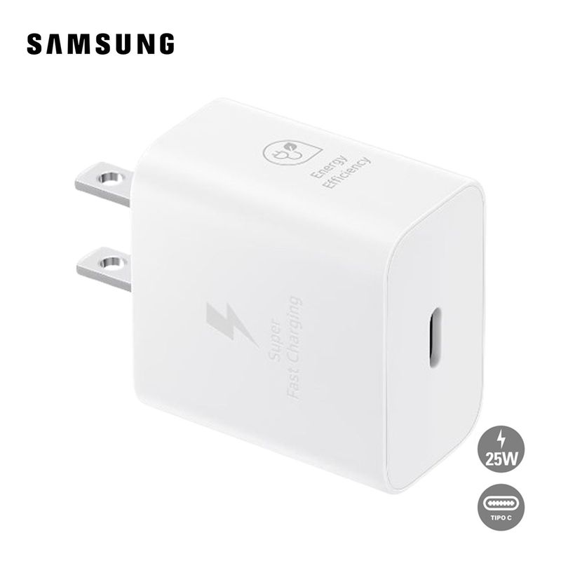 SAMSUNG - Cargador de Pared EP-T2510NWTGTW Tipo C 3Amp Carga S-rapida 25W Blanco